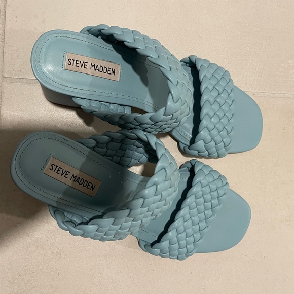 Steve Madden Light Blue Braided Block Heel Sandal - Picture 6 of 6